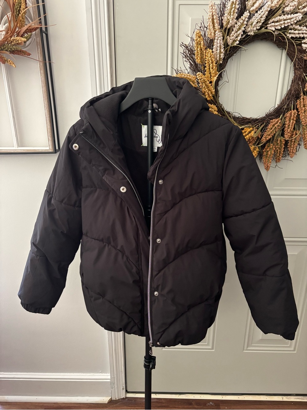 Sam Edelman Unisex Black Hooded Puffer Coat L